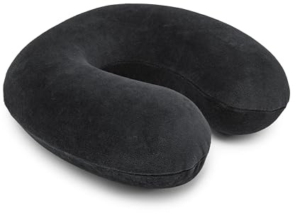 Amazon Basics Halbkreisförmig Nackenkissen aus Memoryschaumstoff, Schwarz