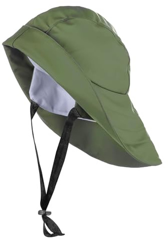 tomBrook Südwester Regenhut Unisex - wasserdichte Regenmütze mit verstellbaren Kinnriemen und Innenfutter in Olive Größe XL