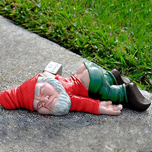 SXFENG Garten Zwerge, Gartenzwerge Für Auben, Gnomen-Gartenstatue, Gartendekoration, Dekoration für die Terasse Balkon, Kreativer Betrunkener Gartenzwerge(Rot)