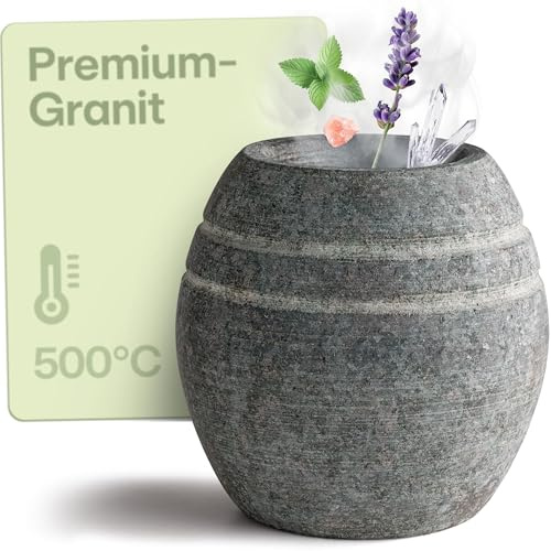 Praknu Sauna Verdampferschale aus robustem Granit – Saunazubehör für entspannende Duftmomente – Aromaschale für Aufgüsse auf Saunasteine mit Mentholkristalle– Sauna Zubehör für Zuhause & als Geschenk