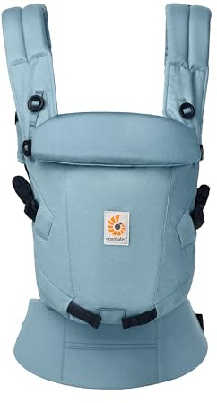 Ergobaby Adapt Babytrage für Neugeborene ab Geburt, 3-Positionen SoftTouch Cotton Ergonomische Babybauchtrage Rückentrage Baby-Tragetasche, Slate Blue