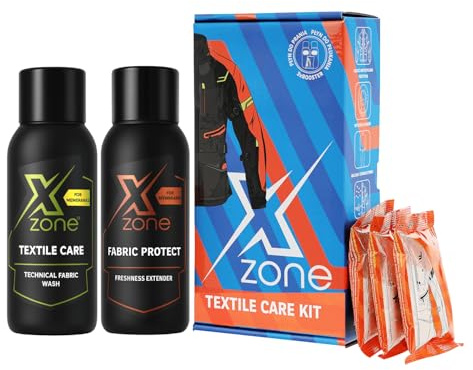 Xzone Textilpflege Set – Reinigung und Schutz für technische Kleidung – Motorradkleidung – Farb und Geruchsschutz – Aktivsauerstoff Booster