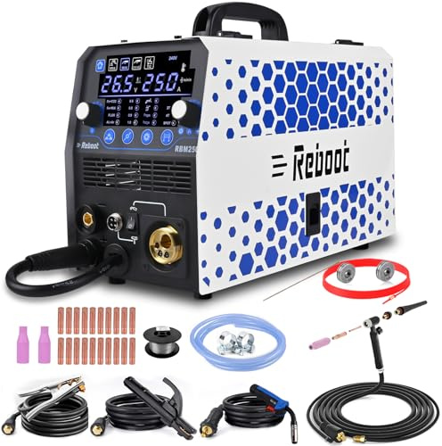 Reboot Schweißgerät 6 in 1 Mig 250A Gas/gasloser Mma/Lift WI/Spool Gun/2T/4T 230V IGBT Inverter Schweiß Maschine,Der WIG-Brenner umfasst
