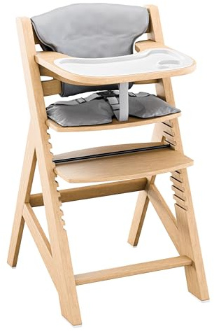 Tulano Morsel 40 Kinderhochstuhl Holz – Mitwachsender Hochstuhl Baby 4in1 – Hochstuhl mit Tisch – 11-fach Verstellbar – Für Kinder ab 6 Monate bis 12 Jahre – Belastbar bis 40 kg – Eiche Natur
