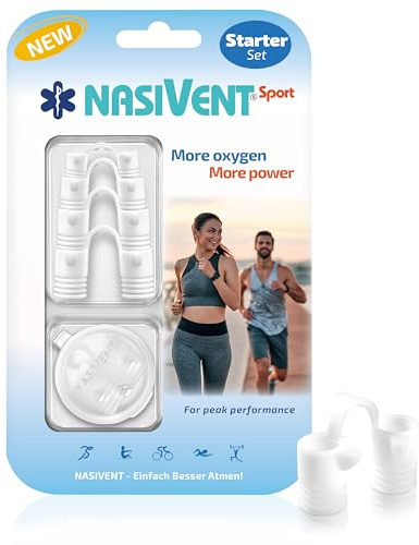 NASIVENT Sport - Premium Nasendilatator - (Starter Set) Snow White - verbesserte Nasenatmung beim Sport - einzigartig dank innovativer Haltezapfen - aus hochwertigem Silikon