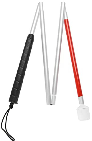 ANKROYU 110 cm Blindenstock mit Kugel, Kurzstock WeiB fuir Sehbehinderte, Aluminium blindenstock mit Rutschfester Handgriff, reflektierende blindenstock, leichte tragbarer Faltbarer