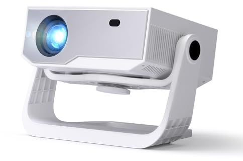 Wielio Upgrade Smart Beamer Full HD 1080P mit 4K Unterstützung, Android 11, 28000 Lumens Helligkeit, 120° Verstellbarer Ständer, elektrischer Fokus, Trapezkorrektur, WiFi 6 & BT 5.2 Heimkino Beamer