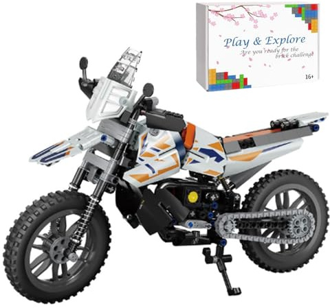 JOMIOD Technik Motorrad Bausteine für KTM-790, 435 Klemmbausteine Technik Geländemotorrad Bausatz, MOC Supermotorrad Konstruktionsspielzeug Modell Kompatibel mit Lgo