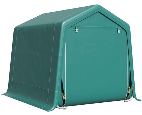 Outsunny Outdoor-Garagenzelt 2.4x2m für Motorräder und Fahrräder, Metall und PE-Gewebe Gartengerätehaus, grün