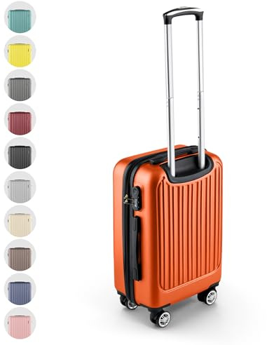 Easy Move ABS Hartschalenkoffer - Ergonomisch & Sicher - Kleiner Trolley Koffer mit 360° Rädern, Zahlen-Schloss - Rollkoffer, Reisekoffer Klein (Orange, 54cm)