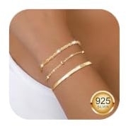 CASSIECA 3 Stück Armband Damen Versilbert Armbänder | Armband Versilbert Damen Armbänder Armband Set Verstellbare Stapelbare Kettenarmband Vergoldet Schmuck für Damen