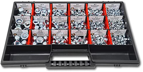 Muttern Sortiment M4-M5-M6-M8-M10-M12 554 tlg. Schraubenbox