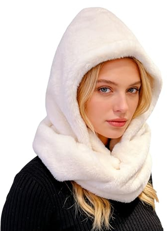 Lina & Lily Kapuzenschal Damen Winter Loop Schal aus Kunstfell