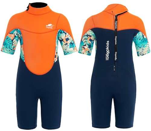 Gogokids Kinder Neoprenanzug Shorty 2,5mm Wetsuit für Jungen & Mädchen | UV-Schutz 50+ Einteiler mit Rückenreißverschluss, Kurzarm Schwimmanzug für Schwimmen, Schnorcheln & Surfen, Alter 2-8 Jahre