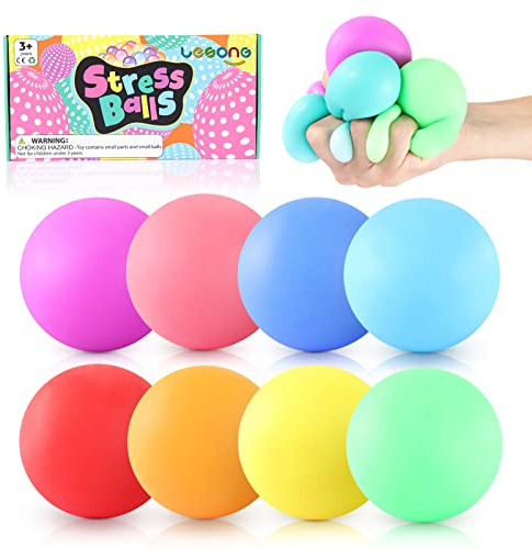 LESONG 8pcs Sensory Stress Ball, Anti Stress Ball Squishy Ball Farbwechsel | Stressball Quetschball Stressabbau Spielzeug für Kinder Erwachsene Geburtstag Geschenke ADHD Autismus