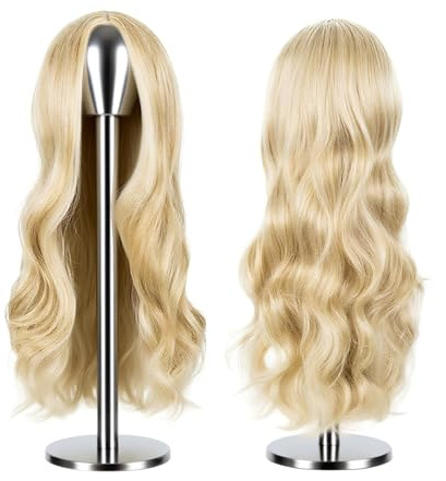Frauen Lange Lockige Volle Haar Gewellt Perücke, 70cm Lange Hitzebeständige Synthetik Perücke mit Mittelscheitel und realistischer Gewellt Ideal für Cosplay, Karneval, Fotoshooting
