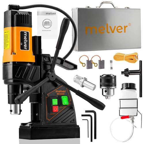Magnetbohrmaschine Kernbohrmaschine Bohrmaschine Leicht Industrielle Magnetbohrer mit Weldon und Borkop Bohrfutter Fi-40mm / 1480W / 10kg / 690 U/min