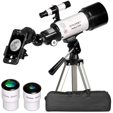 Slokey Teleskop Astronomie 16x-120x, Einfach zu Montieren, Geeignet für Kinder und Anfänger Erwachsene - Mit Handy-Adapter - Teleskop für Mond und Planeten