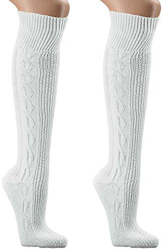 krautwear Herren Damen Trachtenstrümpfe Trachten Kniestrumpf Weiß, Reinweiß, 39/42