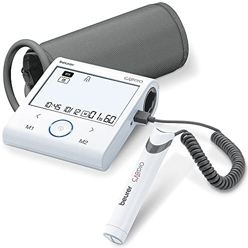 Beurer BM 96 Cardio Blutdruckmessgerät mit EKG-Funktion, Blutdruck- und Pulsmessung am Oberarm, zur Erkennung von Vorhofflimmern (AFib) zur Schlaganfallprävention, für Umfänge von 22-42 cm