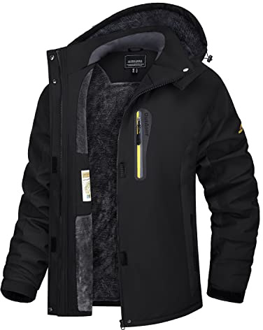 TACVASEN Damen Winterjacke Warm Skijacke mit Fleece Gefüttert Wasserdicht Atmungsaktiv Softshelljacke Outdoor Softshelljacke Schwarz S