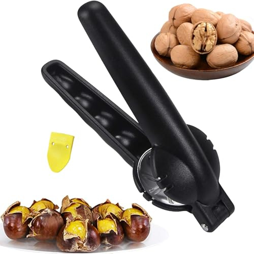 Kastanie Schneider Maronizange Maronen Messer Maronimesser Chestnut Opener Cutter Kastanienmesser Kastanienzange Nussknacker Kastanienöffner（Schwarz）