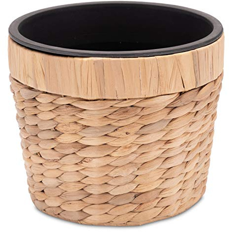 Decorasian Blumentopf rund geflochten aus Seegras mit stabilem Kunststoffeinsatz zum bepflanzen - Pflanztopf - 20cm