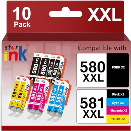 Starink CLI 581 PGI 580 XXL für Canon Druckerpatronen 580 581 Multipack, PGI-580 CLI-581 für Canon Pixma TR8550 TS705 TS6350 TS6250 TS6150 TS8250 TS8150 TS9550 TS6351 TS6151 TS6251 TR8500 TR7550,10 P