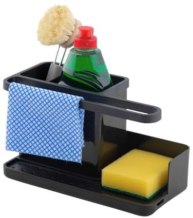 simplywire – Spülbecken-Caddy – Spülbecken-Organizer – Abnehmbare Auffangschale – Rutschfest – Schwarz