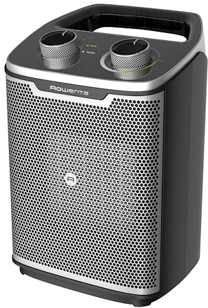 Rowenta Intense Comfort + Heizlüfter, 2 Leistungsstufen, Keramiktechnologie, kompakte Abmessungen, Thermostat, besonders leise, Tragegriff, Schwarz, SO9330F0 [Energieklasse A+++]