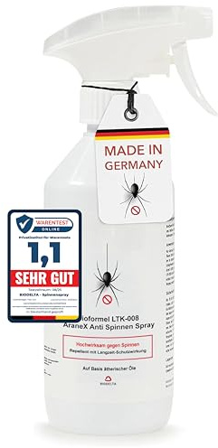 BIODELTA LTK-008 Spinnenspray 500 ml - Spinnenabwehr mit Langzeitwirkung - Anti Spinnen Spray - Spinnenvertreiber - Ungezieferspray - Biologisch abbaubar - aus Deutschland