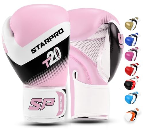 Starpro T20 Boxhandschuhe für Harte Schläge & schnelles K.O. - Boxhandschuhe Männer & Damen, Box Handschuhe, Boxing Gloves (Hellrosa,8oz)