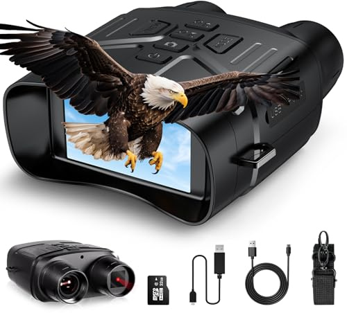 Nachtsichtgerät Relassy 4K HD Digital Infrarot Nachtsicht Fernglas 4000mAh Wiederaufladbares Nachtsichtgeräte 5X Digitalzoom Nachtsicht 7 Stufen IR für Jagd Vogelbeobachtung Camping mit 32GB