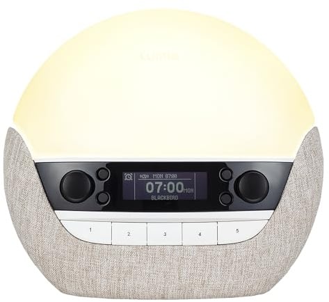 Lumie Bodyclock Luxe 700FM Lichtwecker, UKW-Radio & Bluetooth | UKW-Radio, Bluetooth-Lautsprecher & schlafförderndes Blaulichtfilter; sanfter Sonnenaufgang für bessere Morgen