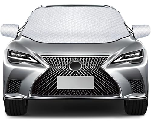 QcoQce Frontscheibenabdeckung, Windschutzscheibe Abdeckung Auto Scheibenabdeckung mit Seitenspiegelabdeckung Winter Magnetisch Frostabdeckung für Auto/SUVS (145×118cm)