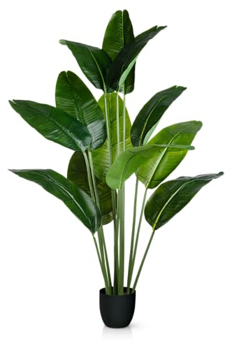 PASCH® Bananenbaum Kunstpflanze groß (160 cm) - Langlebig & Naturgetreu | Kunstpflanzen groß | Künstliche Pflanzen | Palme künstlich | Künstliche Palme | Kunstbaum für natürliches Ambiente