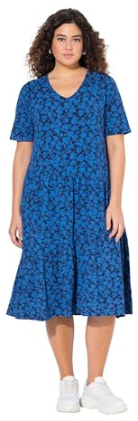 Ulla Popken Damen große Größen Übergrößen Plus Size Kleid mit asymmetrischer Volants