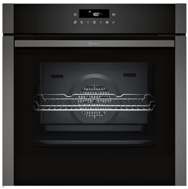 Neff B6ACJ7AG3 Einbau-Backofen 60 cm Graphitgrau – Slide&Hide Tür, Pyrolyse & EasyClean, Air Fry Funktion mit Air Fry-Blech, LED-Touchdisplay, 71 l Garraum, Made in Germany