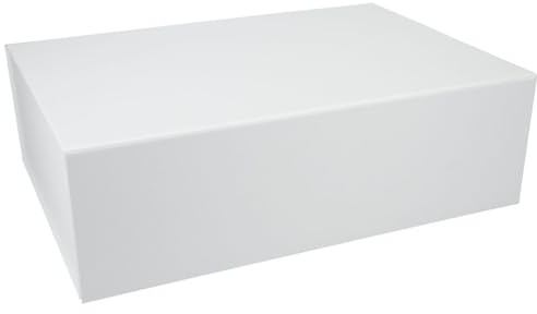ideas in boxes Premium Geschenkbox mit Deckel, faltbar, Geschenkkarton, Magnetbox, Geschenkverpackung für Weihnachten & Geburtstag, Magnetfaltbox, Weiß matt, 33x22x10cm