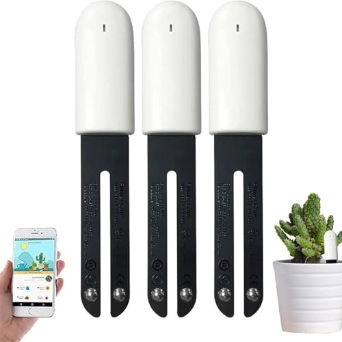 4 in 1 Pflanzenfeuchtigkeitsmesser Gießanzeiger, Intelligenter Bodentester überwacht automatisch Pflanzen Feuchtigkeit/Licht/Fruchtbarkeit/Temperaturniveau, für Mijia APP (3 Packungen)