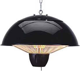 Melchioni Family Apollon Deckenheizstrahler für den Außenbereich, Halogenwiderstand, 1500 W, Gehäuse aus Aluminium, Schutzgitter aus Stahl, Schutzart IP34, schwarz