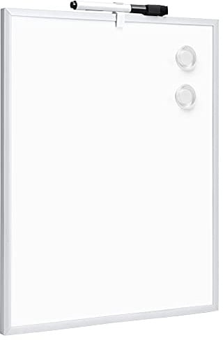 Amazon Basics Magnet-Whiteboard zum Abwischen, trocken abwischbar, mit Aluminiumrahmen, magnetische Pinnwand, selbstklebende Wandhalterung, für Zuhause, Büro, Schule, 28cm x 36cm