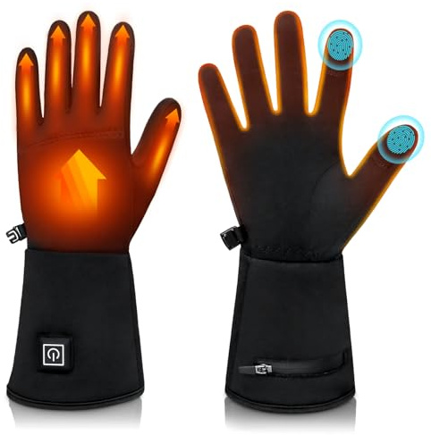 seenlast Beheizbare Handschuhe Damen Herren, Elektrische Beheizte Handschuhe Beheizbar Dünn mit 7.4V 2200MAH Akku, 3 Heizstufen Touchscreen Wasserdicht Wärmefunktion Heated Gloves