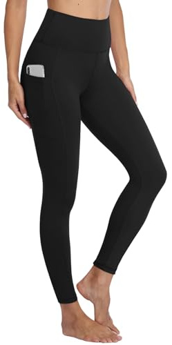 Gayhay Leggings Damen High Waist Sport Leggins mit Taschen Blickdicht Sporthose Lang Hose Bauchweg Laufhose für Sport Yoga Gym Schwarz L-XL