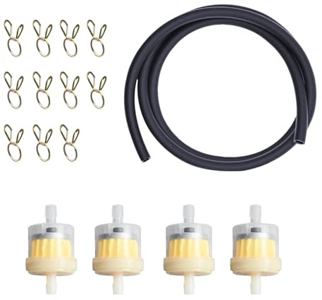 Benzinschlauch Kit, 1Meter Benzinschlauch, 4 Benzinfilter, 10 Schlauchschellen, Kraftstofffilter Schlauch, für Motorrad, Benzinfilter Roller, Benzinfilter Auto, Benzinfilter Rasenmäher
