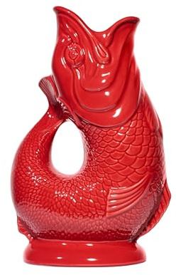 Original Gluckigluck – das glucksende Original des englischen Guggle Jugs – Karaffe Keramikkrug Rot