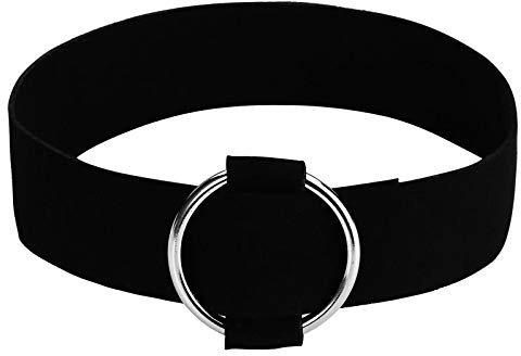 Gualiy Damen Choker Halskette, Halsband Damen Choker Samt mit O-Ring Gothic Halsschmuck Silber Schwarz Verstellbar Halskette für Frauen Mädchen