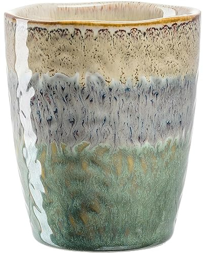 LEONARDO Matera Becher - Große Steingut Tasse - Inhalt 300 ml - Handarbeit - Mikrowellengeeignet, spülmaschinenfest - 1 Stück in beige/anthrazit/grün