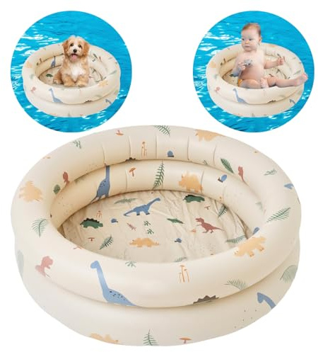 Planschbecken für Kinder, aufblasbares Baby Schwimmbad, rundes aufblasbares Planschbecken, Innen und Außenbereich Garten Hinterhof Wasser Spielen Schwimmbad, Sommer Spielen Wasser Tools (Beige)