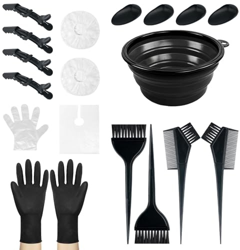 NEPAK 18 Pcs Haarfärbepinsel Set,Haarpinsel zum Haare Färben,Haarfärbeset mit Färbeschale,Färbepinsel,Haare Färben Zubehör for DIY, Salon